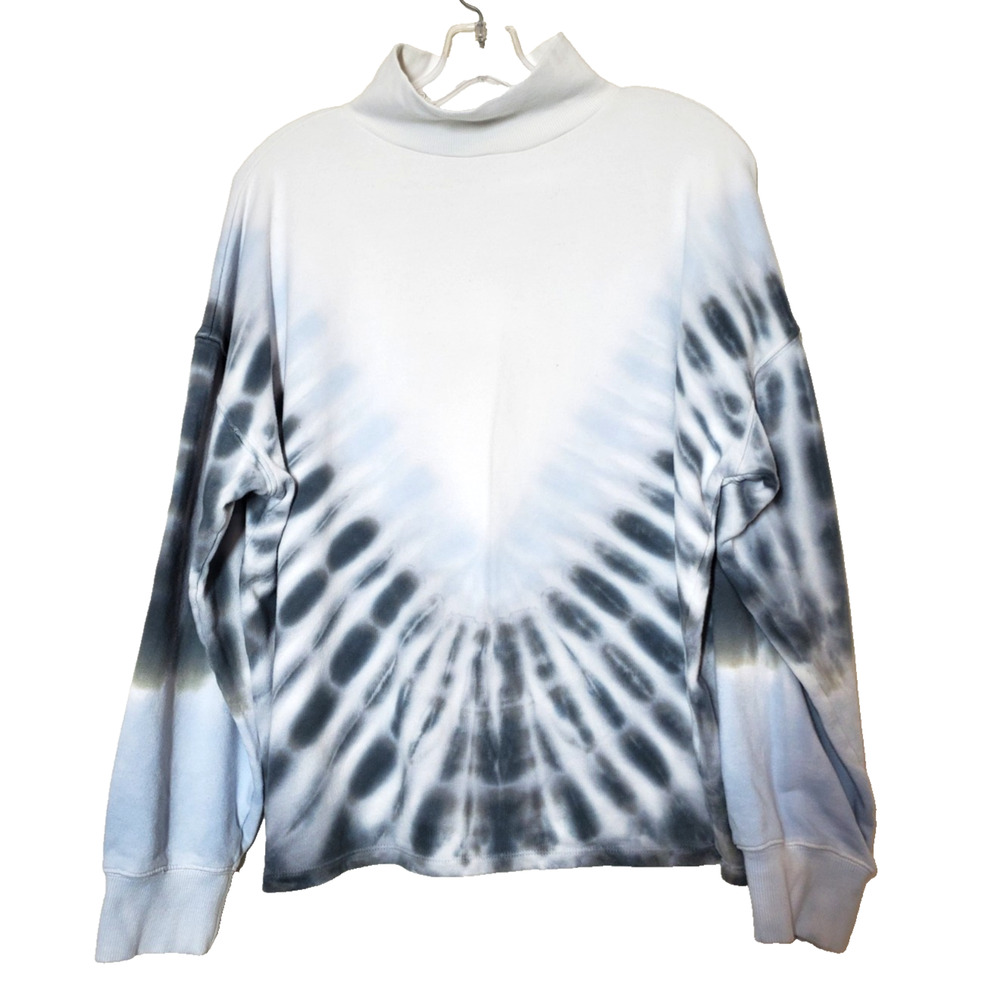 Style & Co Womens XL Sweatshirt Pullover Blue Cotton Blend Tie Dye Mock Neck